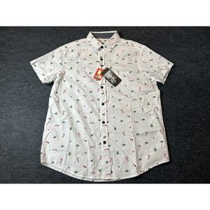Eighty Eight Brand Christmas Shirt Mens Small White Holiday Button Down